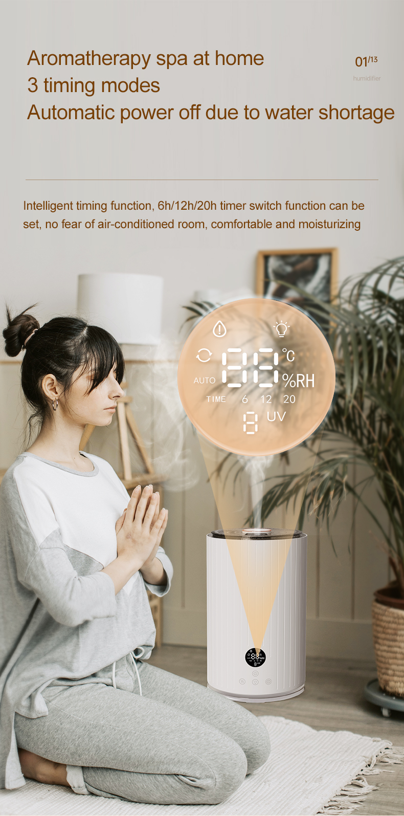 Large Cool-Mist Impeller Humidifier for Bedroom Oem 5L Top Fill Electronic Ultrasonic