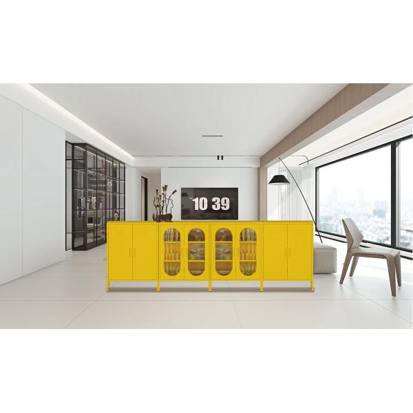 Modern Style Swing Door Slim Metal Storage Cabinet 4 Adjustable Foot