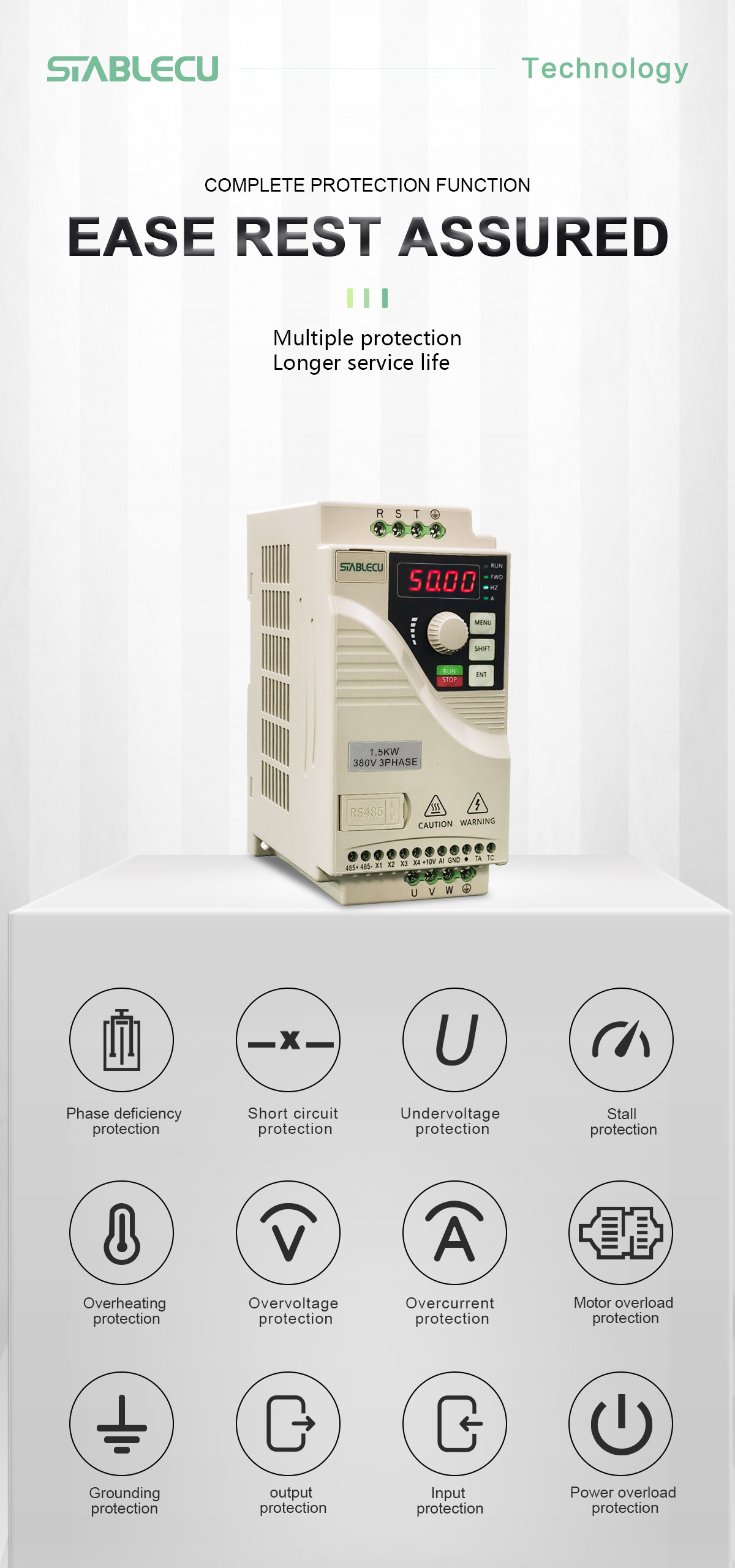 1.5KW Micro Drive VFD 380V 3 Phase Input 50HZ 60HZ