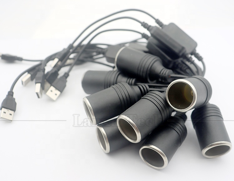 Set Up Charger USB A Male 5V to 12V Car Cigarette Lighter Socket Female Converter Cable