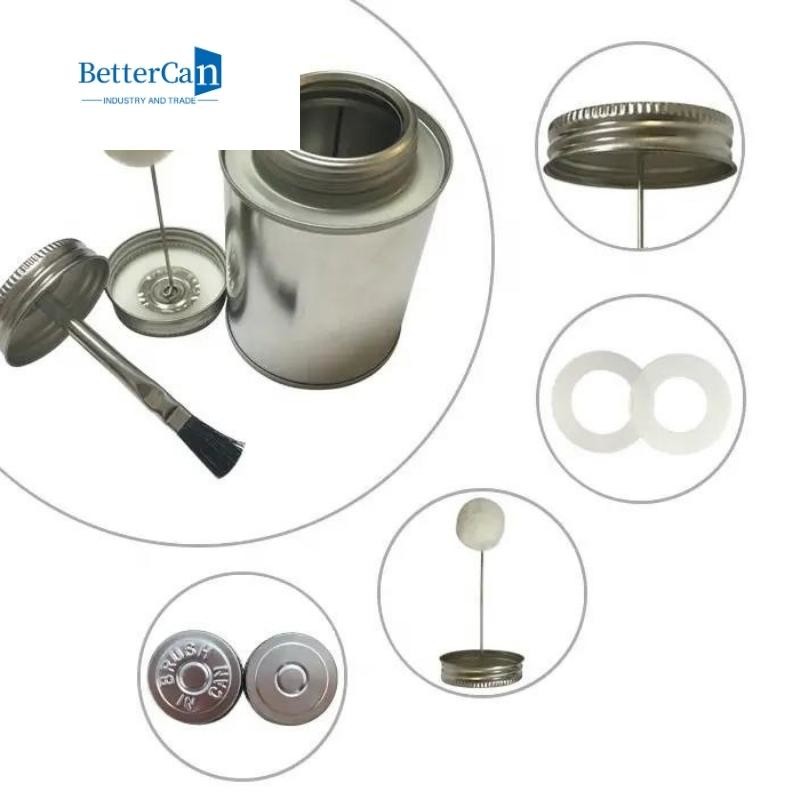 Metal Round Tin Can Manufacturer Tinplate Adhesive Can With Dauber