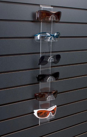 Slatwall Sunglass Display Fixtures , Eyeglass Display Holder 6 Pairs Clear