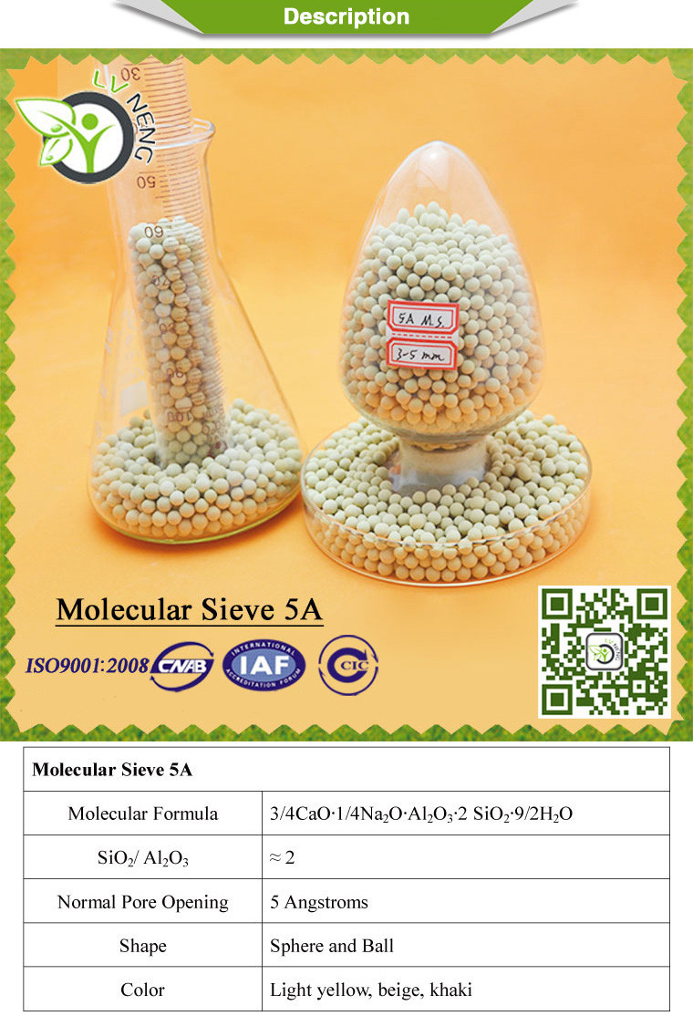 Zeolite 5A Molecular Sieve Adsorber Strong Adsorption Capacity Size 3.0-5.0mm