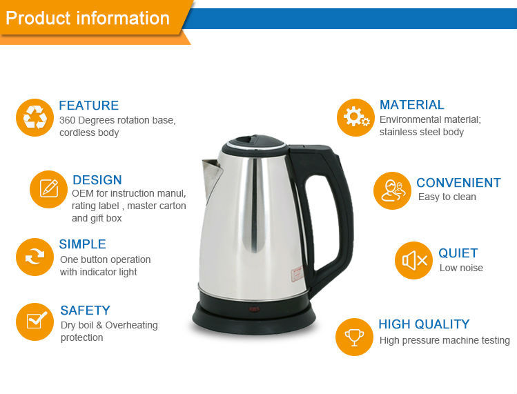 Heat Resistance Smart Electric Tea Kettle Wide Spout CE/CB/ROHS Certification