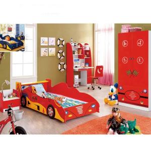China Kids Bedroom Furniture Sets MDF Wooden Race Car Bed With Storage 2100mm wholesale