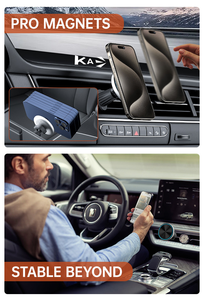 Metal Iphone Magnetic Car Charger Safety With Short Circuit Protection