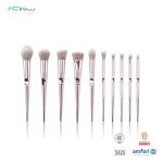 Plastic Handle Cosmetic 10pcs Face Makeup Brush Set Private Label