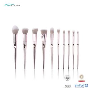 China Plastic Handle Cosmetic 10pcs Face Makeup Brush Set Private Label wholesale