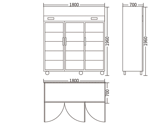 Stainless Steel Refrigeration Equipment for Kitchen 2/3/4/6 Door Refrigerator/Freezer