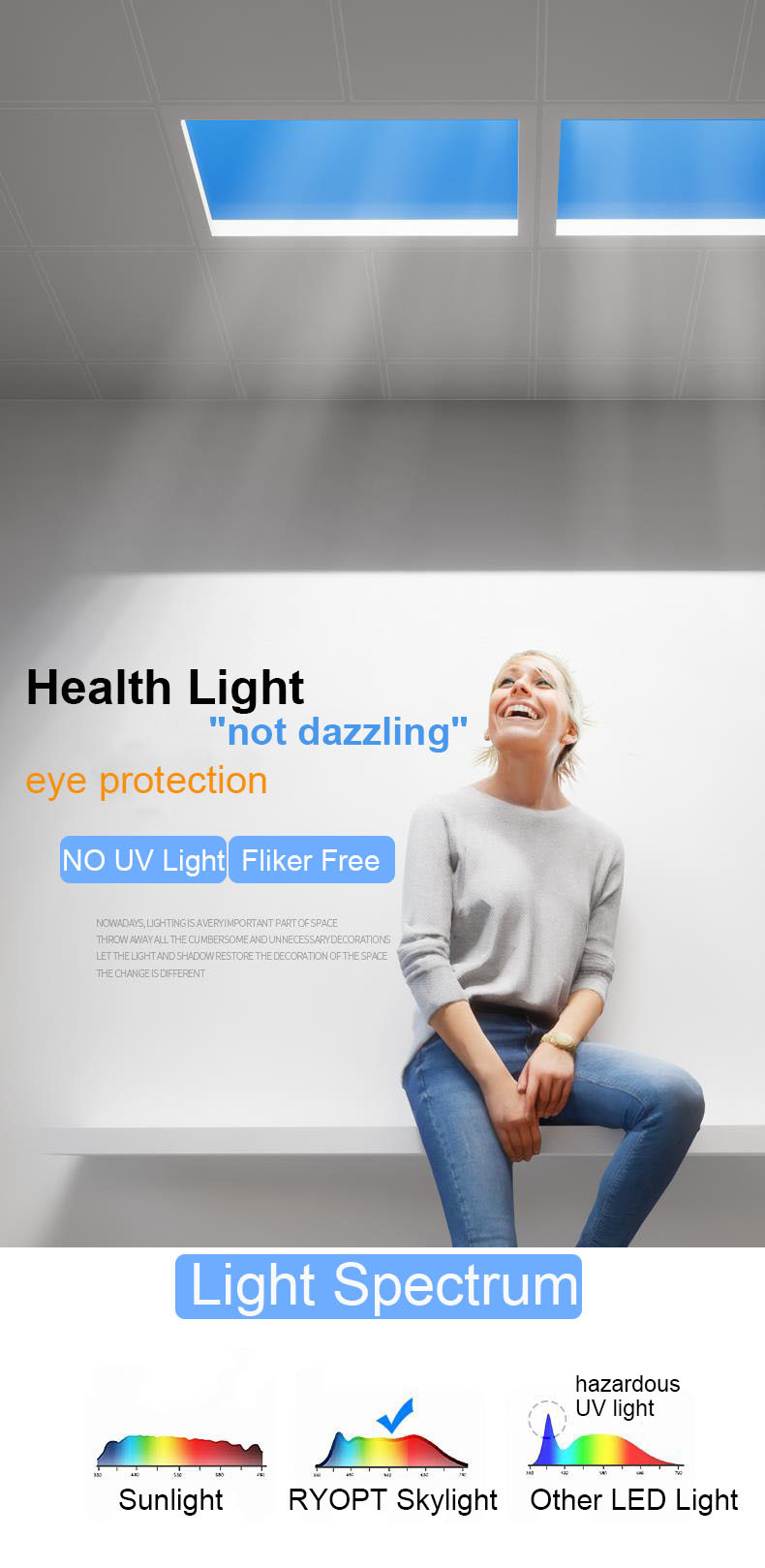 Indoor 110V 220V LED Ceiling Panel Light 120X30 Tuya Alexa Control