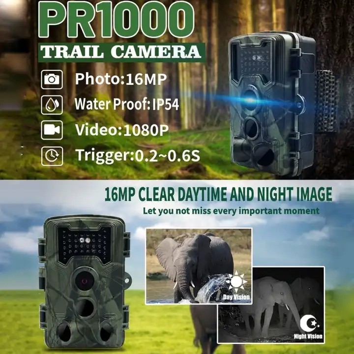 Wildlife Infrared Outdoor Trail Camera PR1000 2 Inch LCD Screen 16MP CMOS
