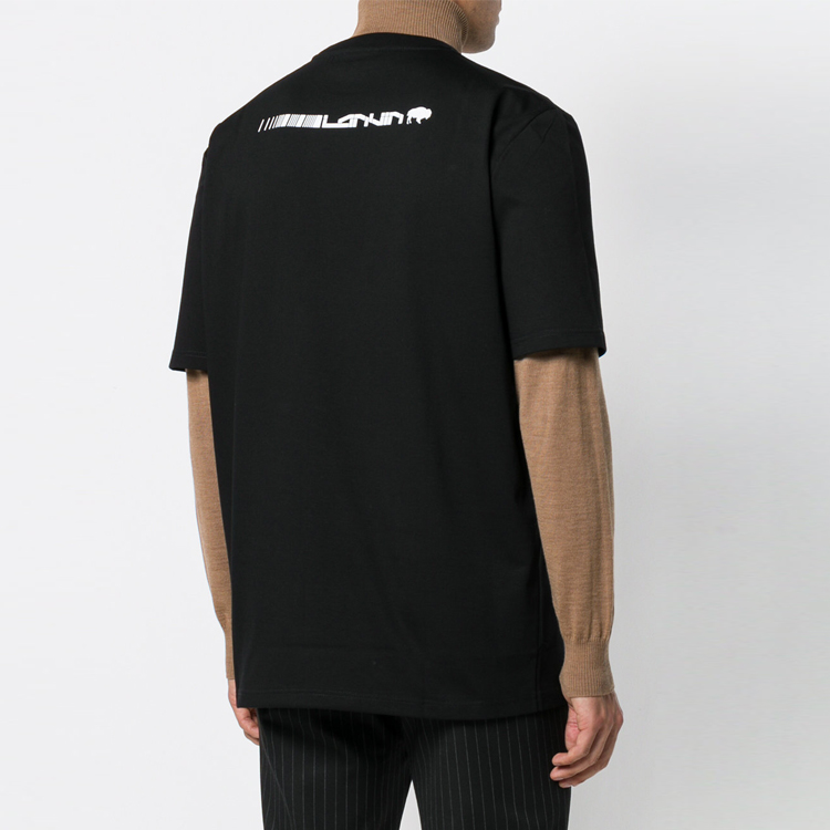 Crew Neck Mens Trendy T Shirts Cotton / Polyester Material Black Color