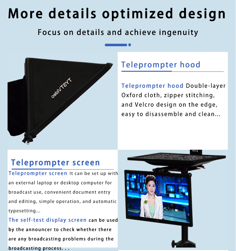 TS2200 Dual Screen Studio Teleprompter for Laptop Private Mold Live Sports Application