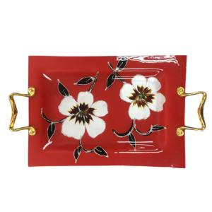 China 32cmx20cm Restaurant Custom Art Painted Glass Compote wholesale