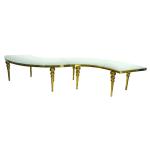 Curevd Glass Top Stainless Steel Leg Wedding Banquet Table