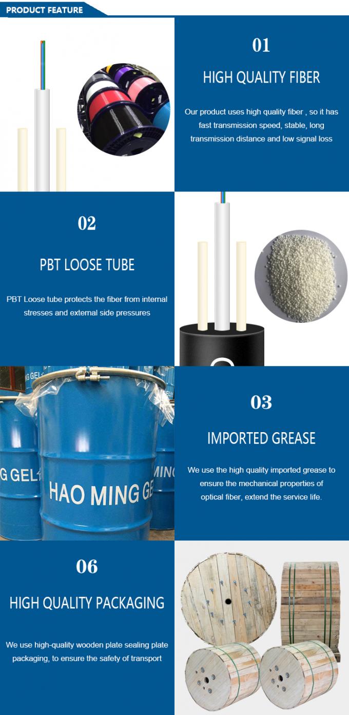 GYFXTY All Dielectric Outdoor Waterproof Fiber Optic Cables Central Loose Tube FRP Strength Member 3