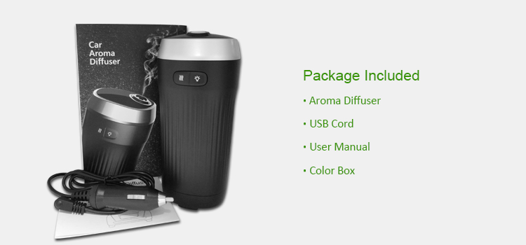 Black USB Ultrasonic Mist 65ml Car Aromatherapy Diffuser