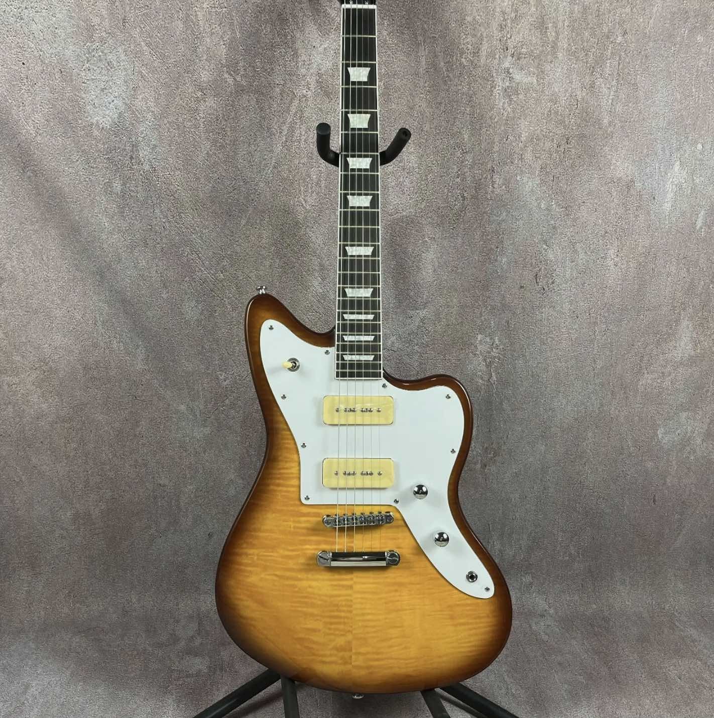 Custom Flamed Top Electric Guitar with P90 Pickups Solid Body Rosewood fingerboard