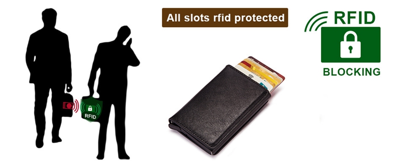 Custom Bifold Wallet Aluminum Credit Card Holder Case OEM Carbon Leather Men's Pop Up Wallet