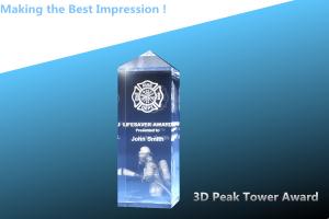 China 3D Peak Tower Awards/3d laser tower crystal award/3d laser tower crystal trophy wholesale