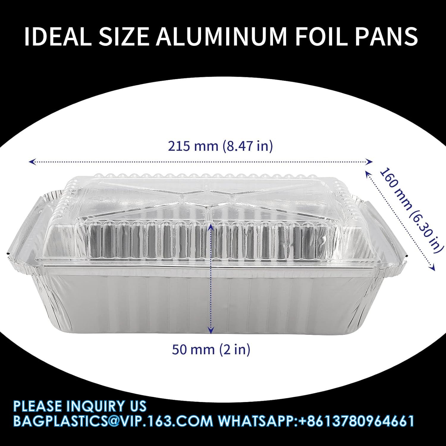 33.8oz Aluminium Foil Baking Pan With Clear Lids, 1000ml Aluminum Foil Trays Take Out Containers, Tin Foil Pack