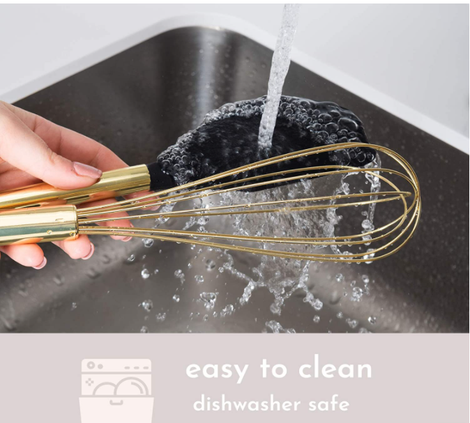 Black & Gold Kitchen Utensils with Metal Gold Utensil Holder 17PC Gold Cooking Utensils Set Includes Black & Gold Measuring Cup