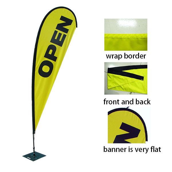 Washable Outdoor Teardrop Advertising Flags Double Sided Printing