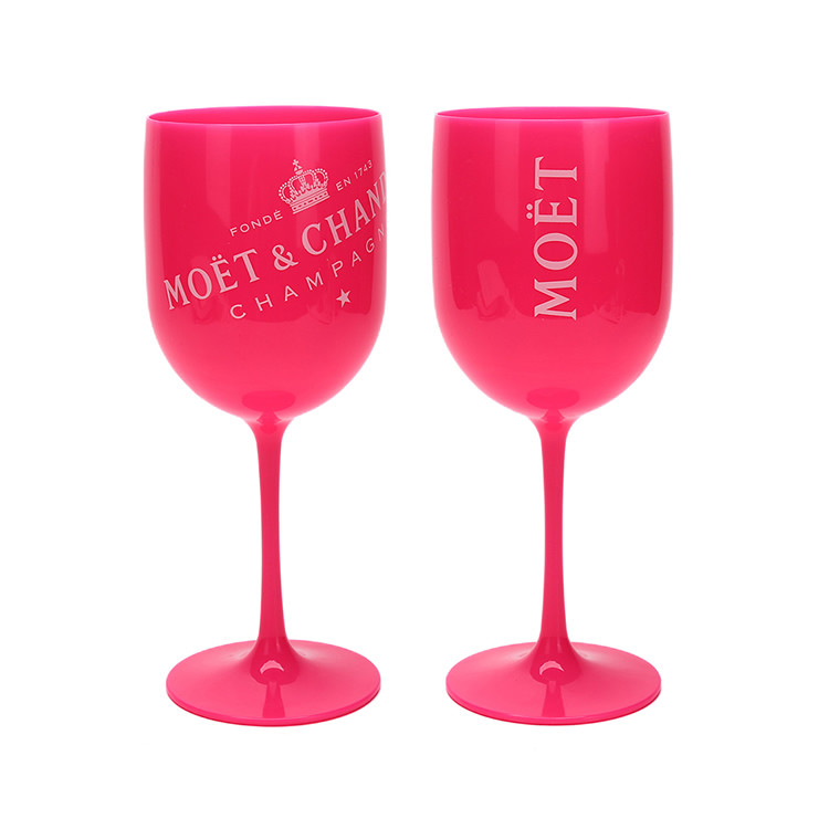 Fashions 450ml Black Reusable Plastic Wine Glasses Moet & Chandon acrylic champagne flutes