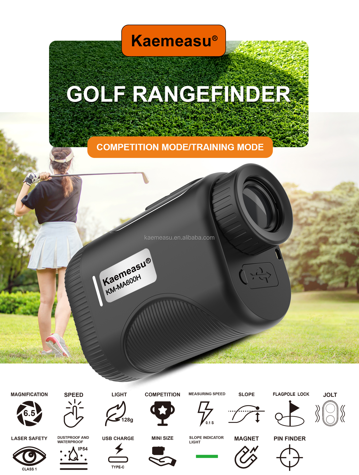 Customized Support OEM 1200m Golf Laser Rangefinder with Ingress Protection ip54 and Magnetic Base