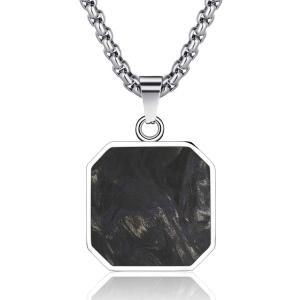 China Custom Square Carbon Fiber Cross Necklace Jesus Christian Men's Bible Verse Necklace wholesale