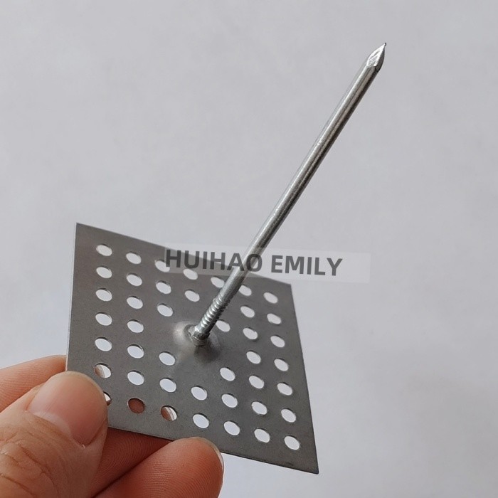 Stainless Steel Perforated Base Insulation Anchor Pins For Glass Wool