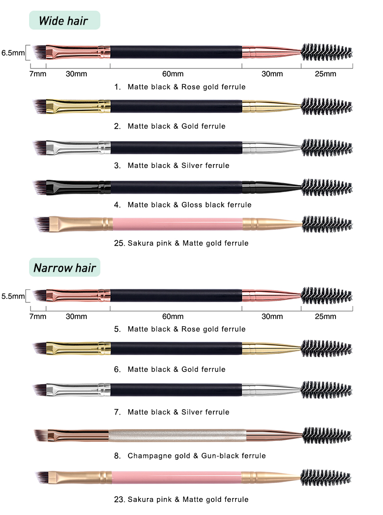 SHARP and STRONG THIN bristle Hair New color spoolie eyebrow brush thin angled eyebrow eyelashes brushes