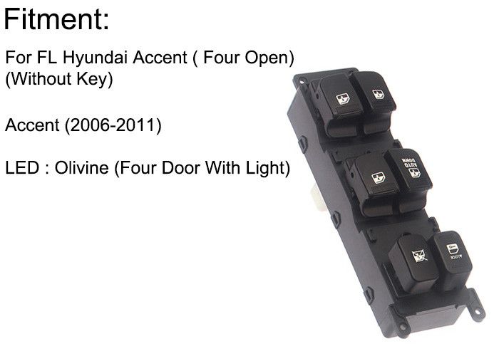 Auto Power window switch Front Left for Hyundai Accent four door with light 2006-2011 OE 93570-1E110