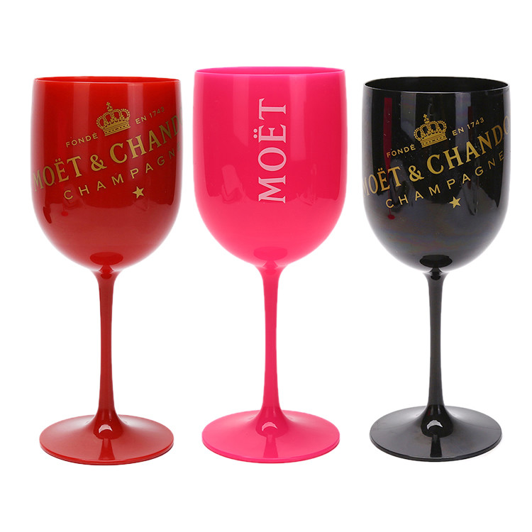 Fashions 450ml Black Reusable Plastic Wine Glasses Moet & Chandon acrylic champagne flutes