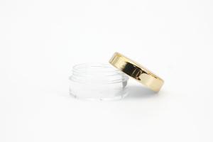 China 38mm 10ml 5g Clear Cosmetic Jars With Golden Screw Cap wholesale