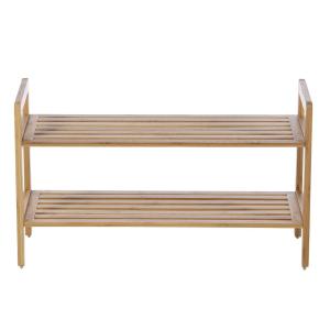 China Fashionable Rectangular 2 Tier Bamboo Shoe Rack Household Essentials wholesale