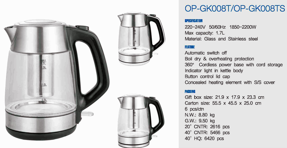 Convenient Electric Water Kettle with 360 Degree Rotational Base 50/60Hz Rate