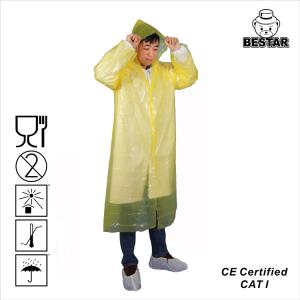 China Waterproof PE Plastic Disposable Rain Ponchos Gown With Hood wholesale