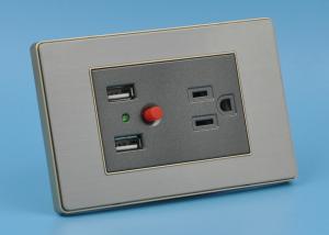 China 15Amp Double USB Wall Socket Gold Color Silver Point Contact 118 * 75mm wholesale