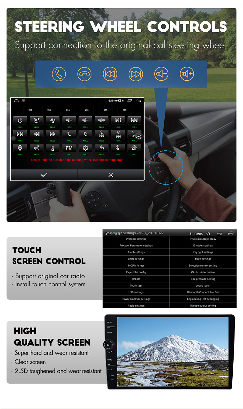 1 Din Universal Car Radio with 10.1 Inch Rotatable Android 11 Stereo and DVD Player