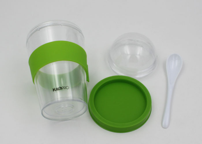 Eco - Friendly Plastic Coffee Cup With Dome Lid And Spoon For Kid And Adult