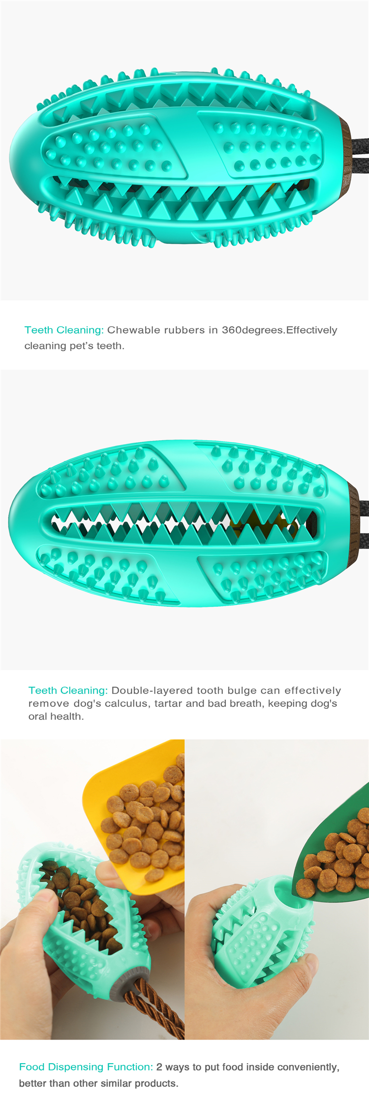Brand New Interactive Dog Chew Toy Food Dispenser And Bite-resistant Clean Teeth Pet Playing Balls