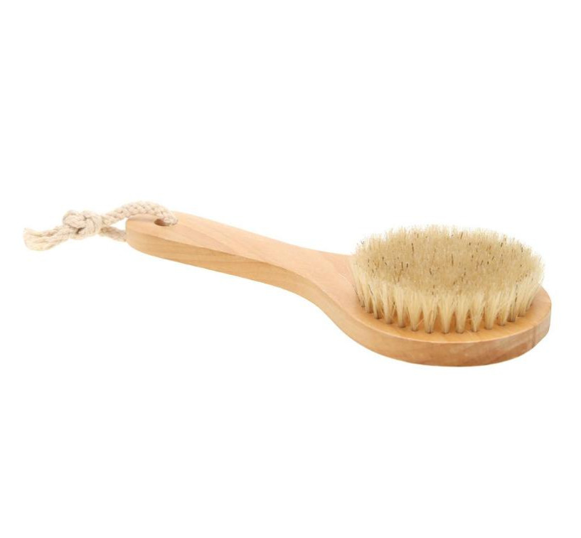 Soft Natural Bristle Bath Brush Exfoliating Wooden Body Massage Shower Brush