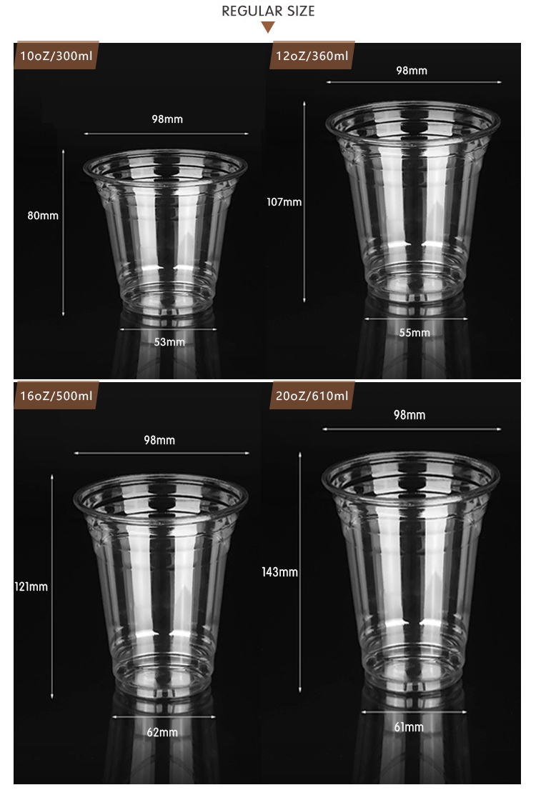 Degradable Custom Logo 12oz Clear PLA Cups ASTM D6400 EN13432 Certificated
