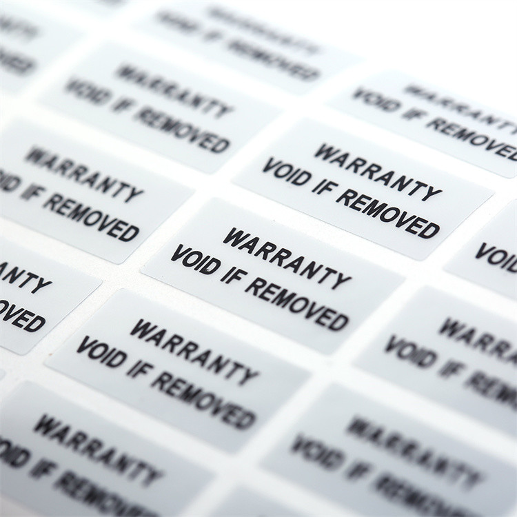 Silver High Residue Void Tamper Proof Seal Label Total Transfer Custom Security