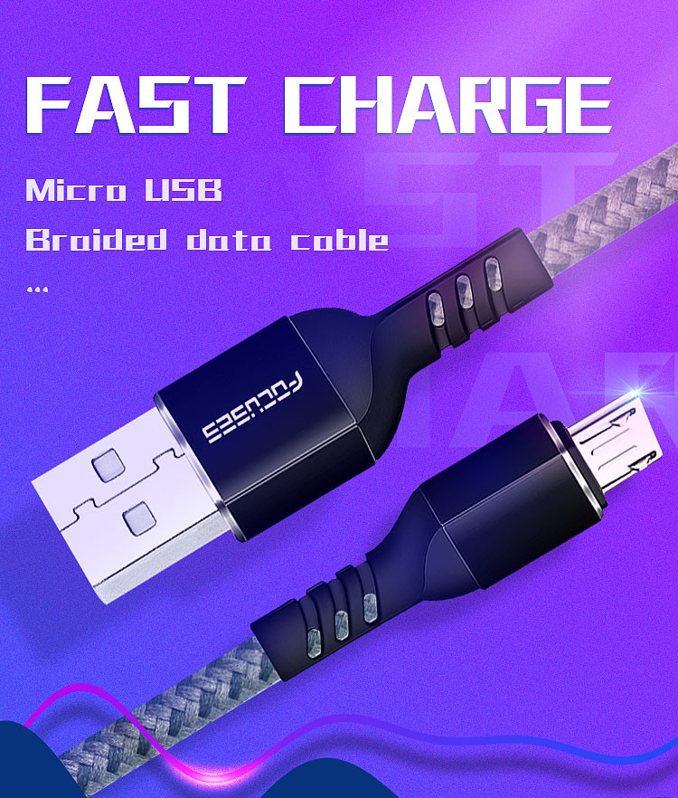 10ft Micro USB Data Transfer Cable Premium Nylon Braided For Samsung