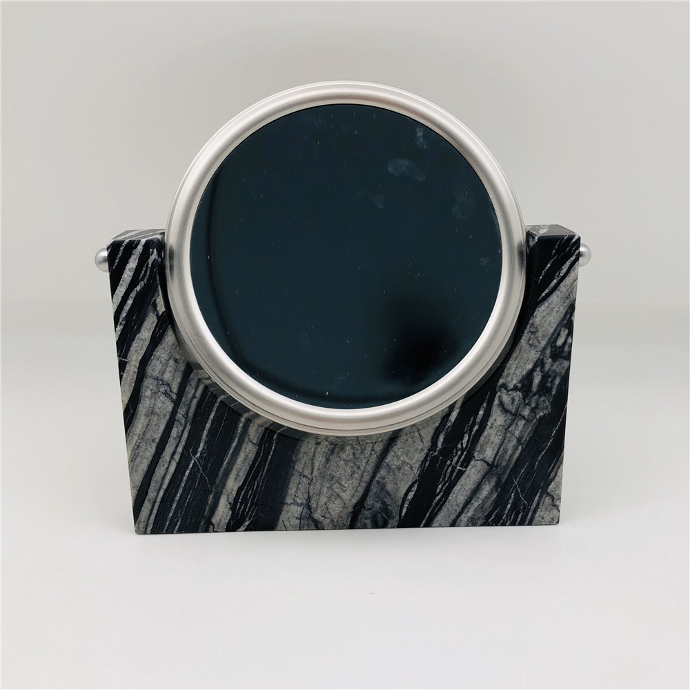 Grey Ashwood Grain Marble Bath Accessories Square Marble Effect Soap Dispenser With Grey Veins