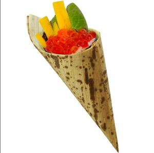 China Disposable Wood Bamboo Leaf Appetizer Cones For Chinese Food Sushi wholesale