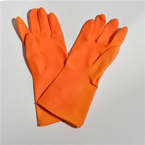 China Waterproof Oil Resistance Kitchen Rubber Gloves cotton flocklined Rubber Gloves wholesale