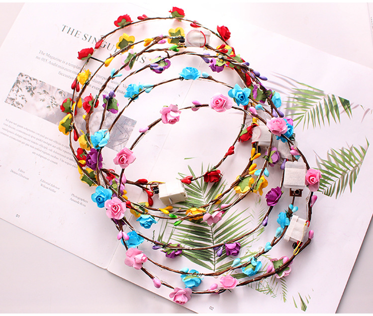 Ladies Christmas Hair Accessories Luminous Led Flower Crown Light Up Glowing 65cm